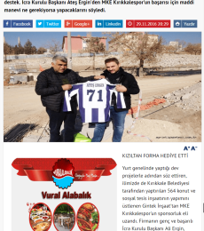2016.11.29 Gintek İnşaat'tan MKE Kırıkkalespor’a Tam Destek