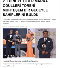 2021.07.17 Yılın Lider İnşaat Markası Ödülü Gintek Oldu