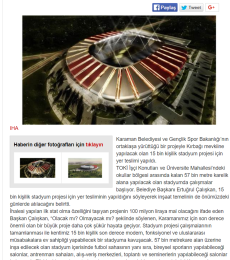 2017.07.26 Site Handover Completed for 15,000-Seat Stadium in Karaman