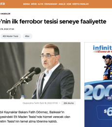 2022.09.18 Türkiyenin İlk Ferrobor Tesisi Seneye Faaliyette
