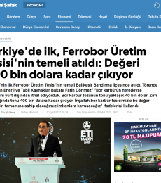 2022.09.19 Groundbreaking Ceremony Held for Turkey’s First Ferroboron Production Facility